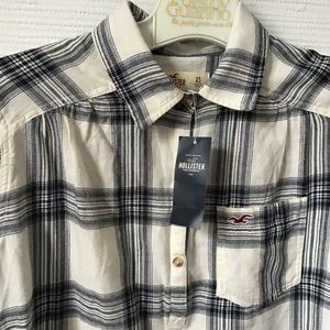 NWT Hollister XS plaid light weight Spring top